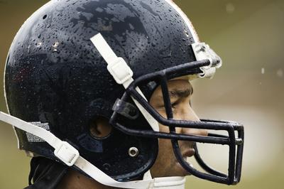 Man in football helmet